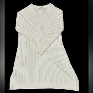 Soft Surrounding oversized cream cable knit sweater cashmere wool blend dress XS